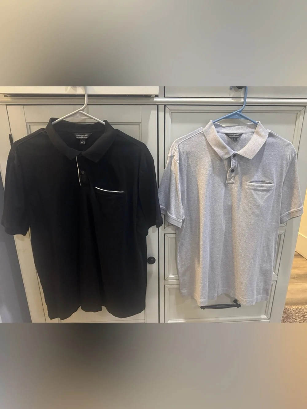 2 for 1 DEAL- Banana Republic Men's Polo Pack — Black & Light Gray